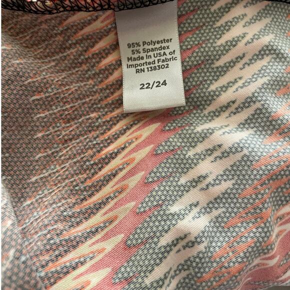 Avenue Plus Size 22/24 High-Low Jersey Knit Dress‎ – Red & Olive Zigzag Print - Picture 5 of 11